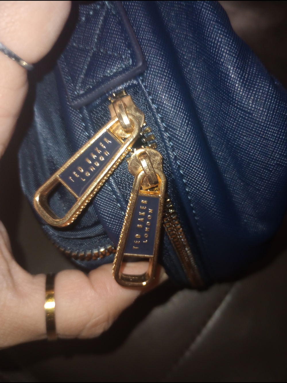 Ted Baker London Navy Blue Cosmetic Bag with Gold Hardware - Picture 5 of 5